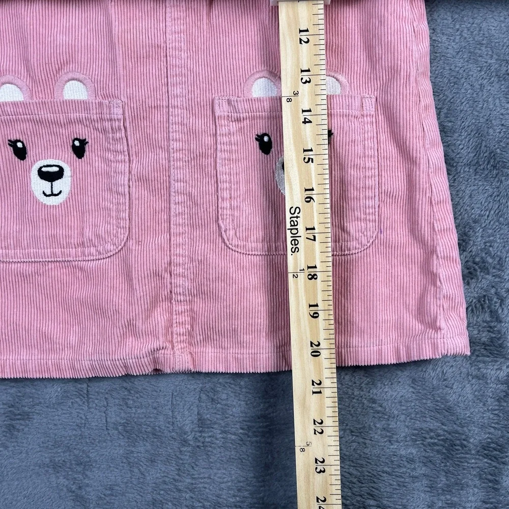 The Childrens Place Overall Dress 3 Piece Girls 4T Pink White Corduroy Plaid Hat
